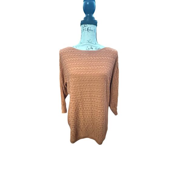 Market & Spruce Rust Cable Knit Dolman Sweater Tunic - Size M - Picture 1 of 9